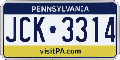 PA license plate JCK3314