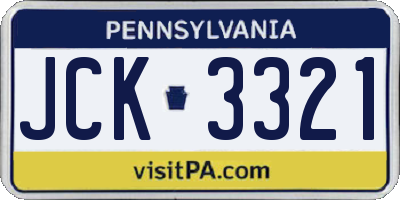 PA license plate JCK3321