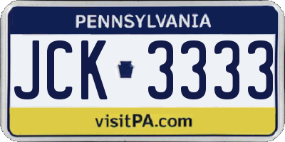 PA license plate JCK3333
