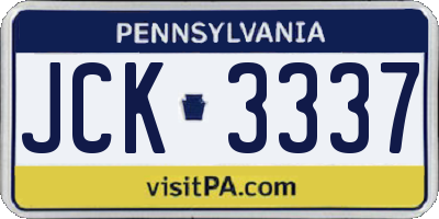 PA license plate JCK3337