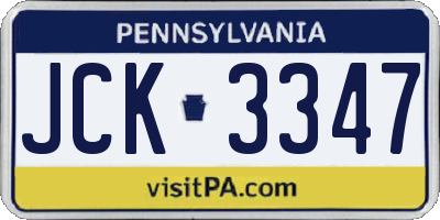 PA license plate JCK3347