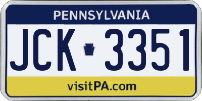 PA license plate JCK3351
