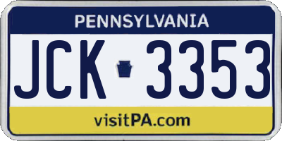 PA license plate JCK3353