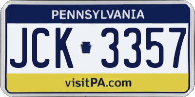 PA license plate JCK3357