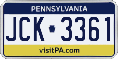 PA license plate JCK3361