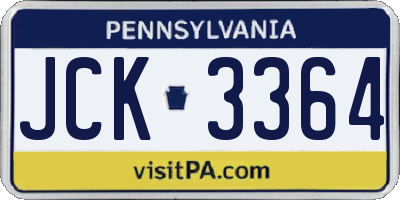 PA license plate JCK3364