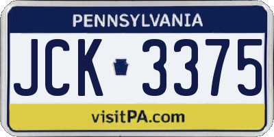 PA license plate JCK3375