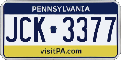 PA license plate JCK3377