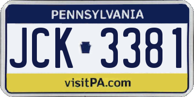 PA license plate JCK3381