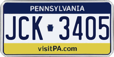PA license plate JCK3405