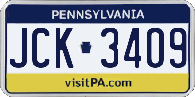 PA license plate JCK3409