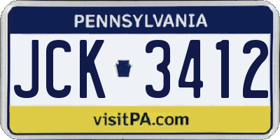 PA license plate JCK3412