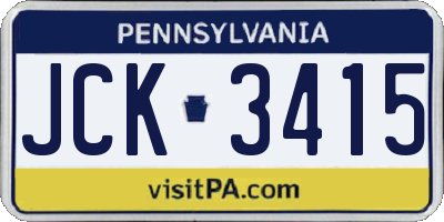 PA license plate JCK3415