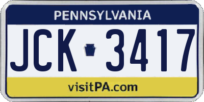 PA license plate JCK3417