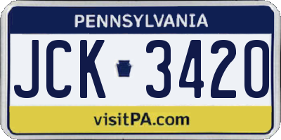 PA license plate JCK3420