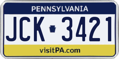 PA license plate JCK3421