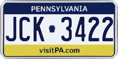 PA license plate JCK3422
