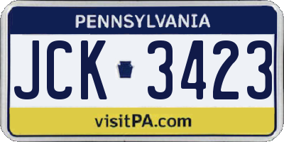PA license plate JCK3423
