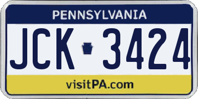 PA license plate JCK3424