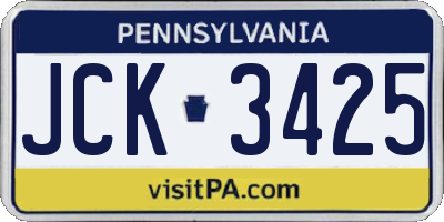 PA license plate JCK3425