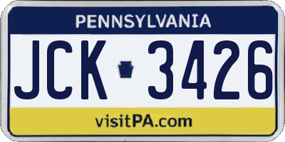 PA license plate JCK3426