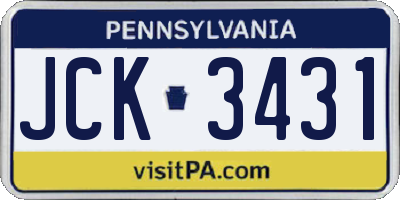 PA license plate JCK3431