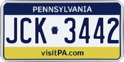 PA license plate JCK3442