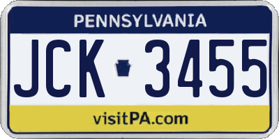 PA license plate JCK3455