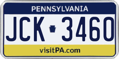PA license plate JCK3460