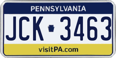 PA license plate JCK3463