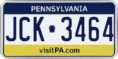 PA license plate JCK3464