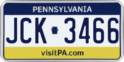 PA license plate JCK3466