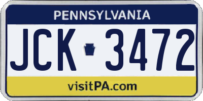 PA license plate JCK3472