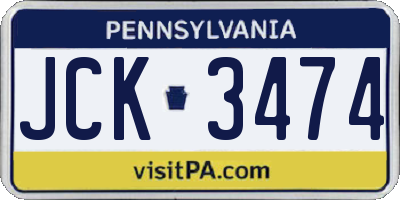 PA license plate JCK3474