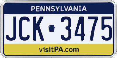 PA license plate JCK3475