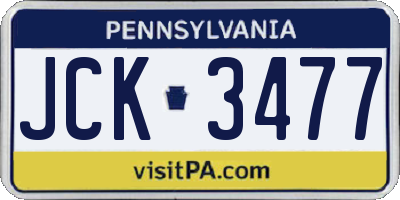PA license plate JCK3477
