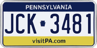 PA license plate JCK3481