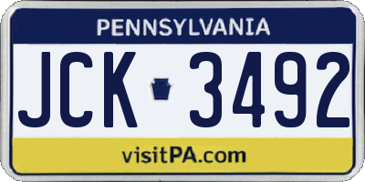 PA license plate JCK3492