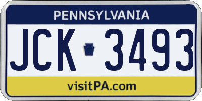 PA license plate JCK3493