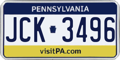PA license plate JCK3496