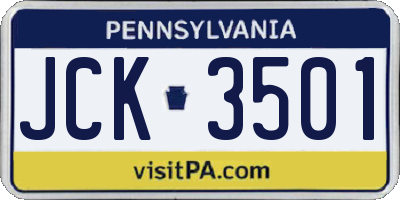 PA license plate JCK3501