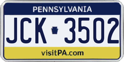 PA license plate JCK3502