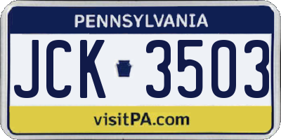 PA license plate JCK3503