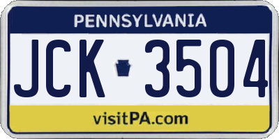 PA license plate JCK3504