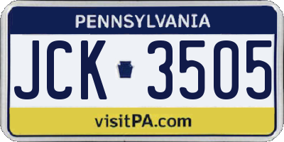 PA license plate JCK3505