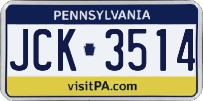 PA license plate JCK3514