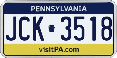 PA license plate JCK3518