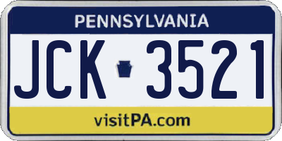 PA license plate JCK3521