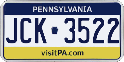 PA license plate JCK3522