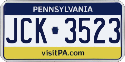 PA license plate JCK3523
